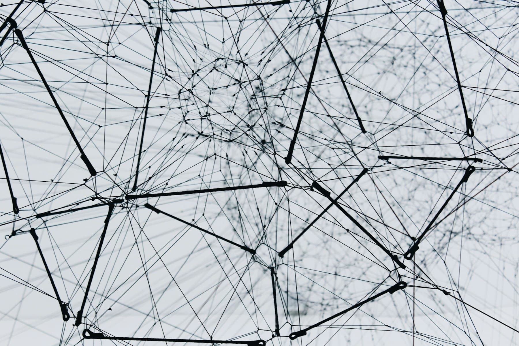 Abstract network of connected lines and nodes